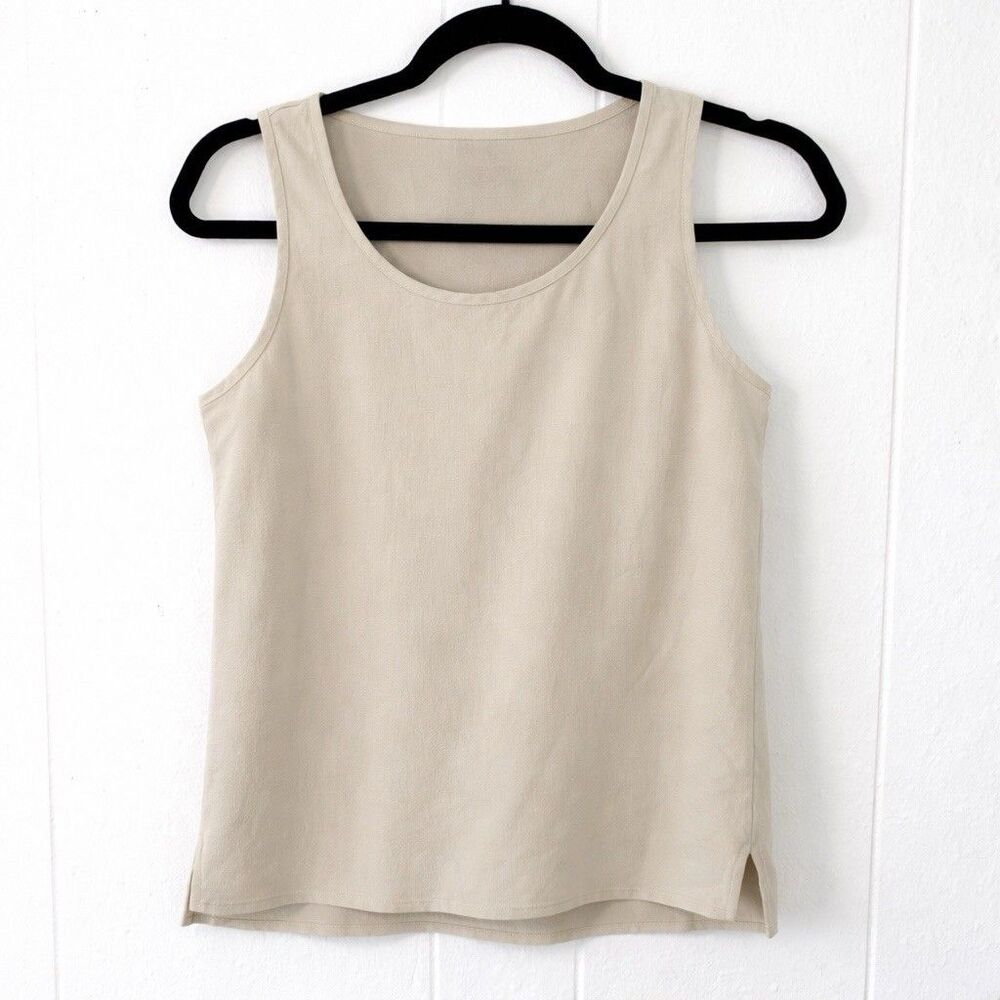 Eileen Fisher Small Petite Tank Top Tencel Viscose Sleeveless Top Cream NWOT